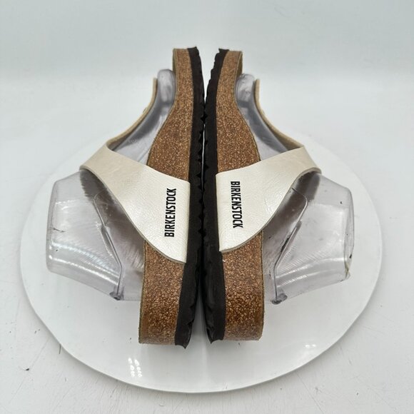 Birkenstock Gizeh Women Size 9 White Birko Flor Leather Thong T Strap Sandal - Picture 6 of 10